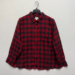 NWT LL Bean Women Flannel Button Down Shirt Top Size 3X Plaid Relaxed Fit D096 3